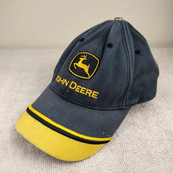 Vintage JOHN DEERE Hat Strapback Adjustable Dad Cap Distressed Embroidered Logo - Picture 1 of 9